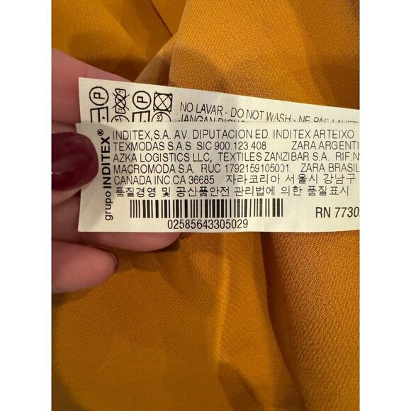 Zara Dress Women Small Mustard Yellow V Neckline Strappy Shoulders Pleated Maxi - Picture 12 of 13